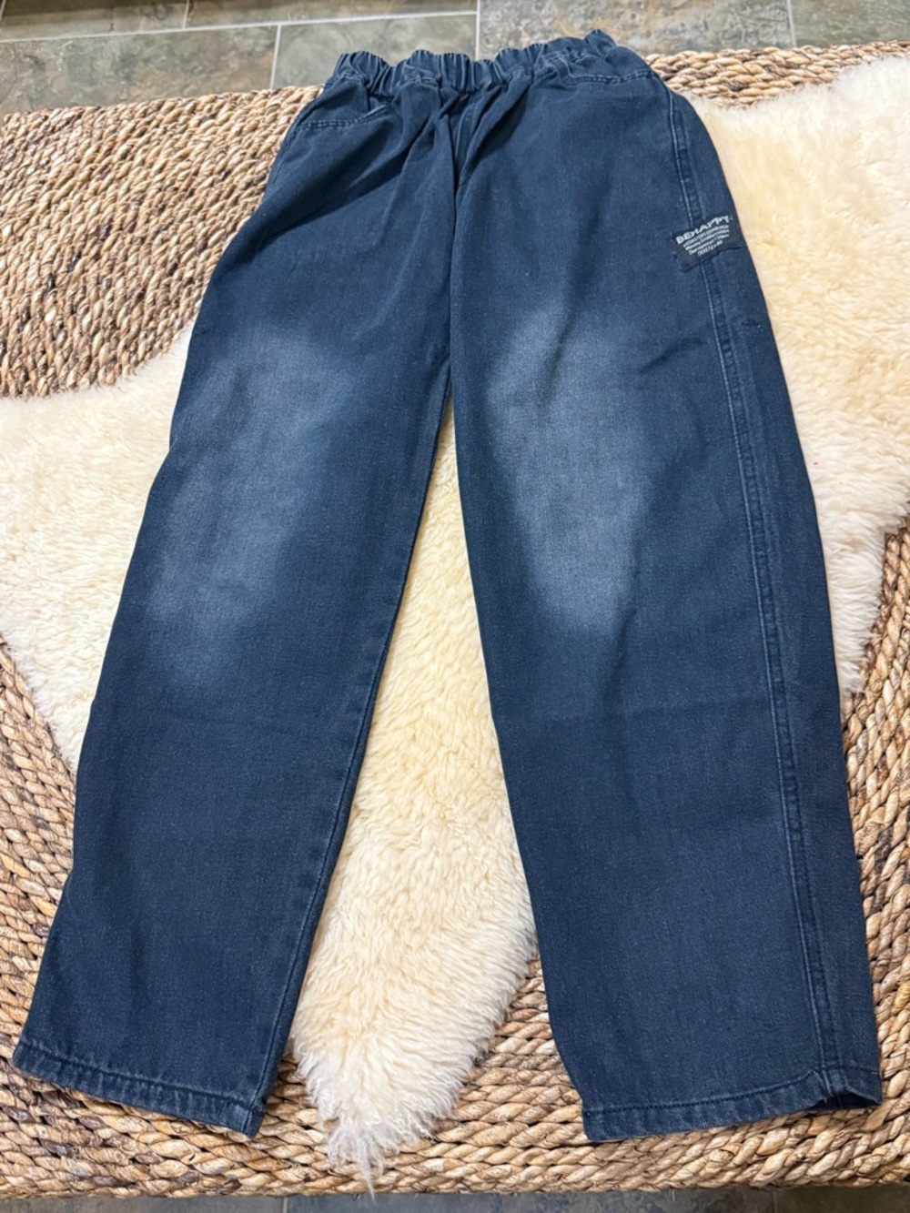 Kids Dark Blue Elastic Waist Jeans